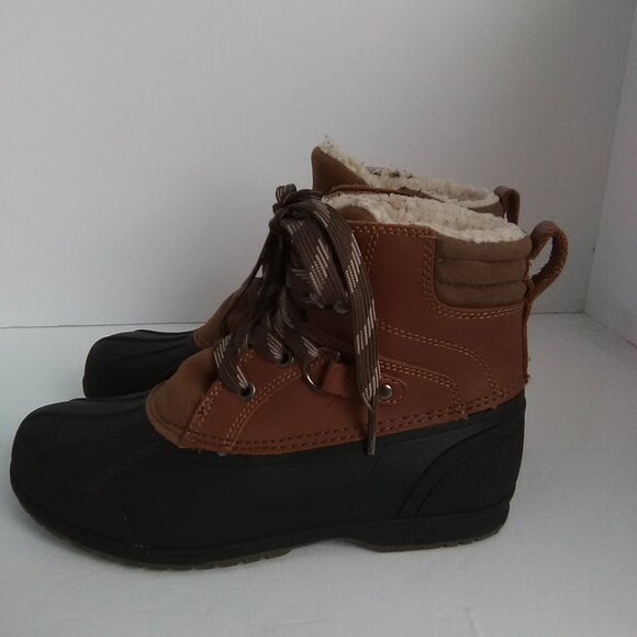 Cat & Jack Boys Winter Boot Lace Up Closure Color Brown / Black Rubber Size 1 NW - Picture 12 of 13